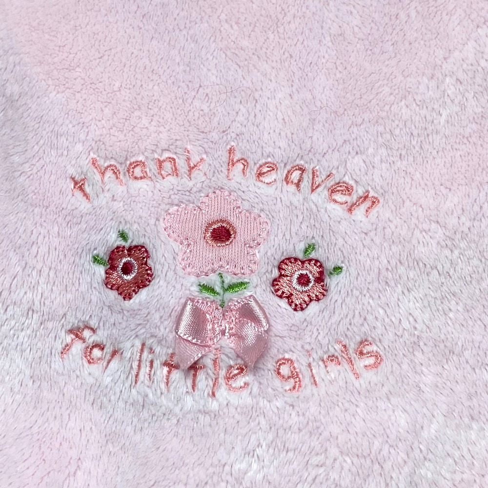Carters Pink Thank Heaven for Little Girls‎ Flowers Bow Satin Baby Blanket